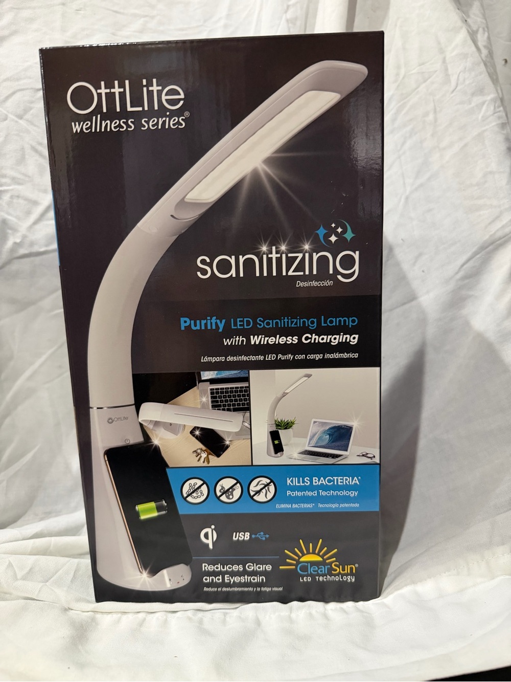 Purify LED Sanitizing Lamp with Wireless Charging - White